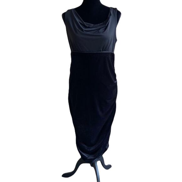 Motherhood Womens Dress Size Medium Maternity Black Velour Sheath Formal Elegant - Picture 2 of 9